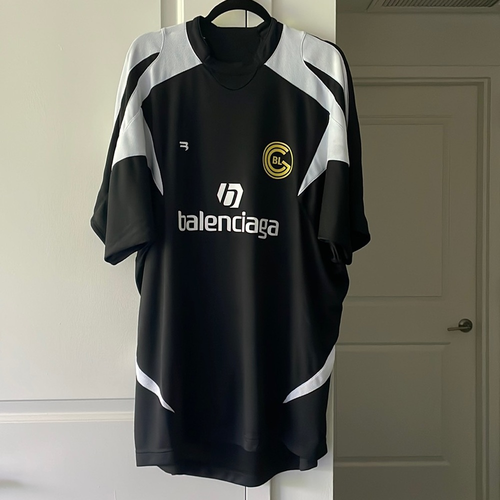 Authentic Balenciaga logo print soccer jersey